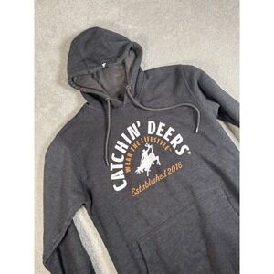 Catchin Deers & Huntworth Hunting Camping Fishing Pullover Fleece Hoodie Men S